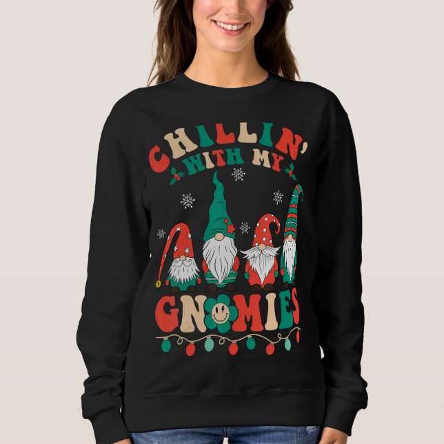 Sudadera Hippie Groovy Chillin Con Mis Gnomies Santa Claus (Anverso)