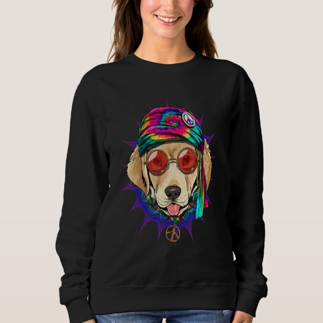 Sudadera Hippie Labrador Retriever Tie Dye Peace Sign Psych (Anverso)