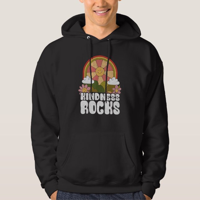 Sudadera Hippie Retro Teacher Rainbow Kindness Rocks Earth  (Anverso)