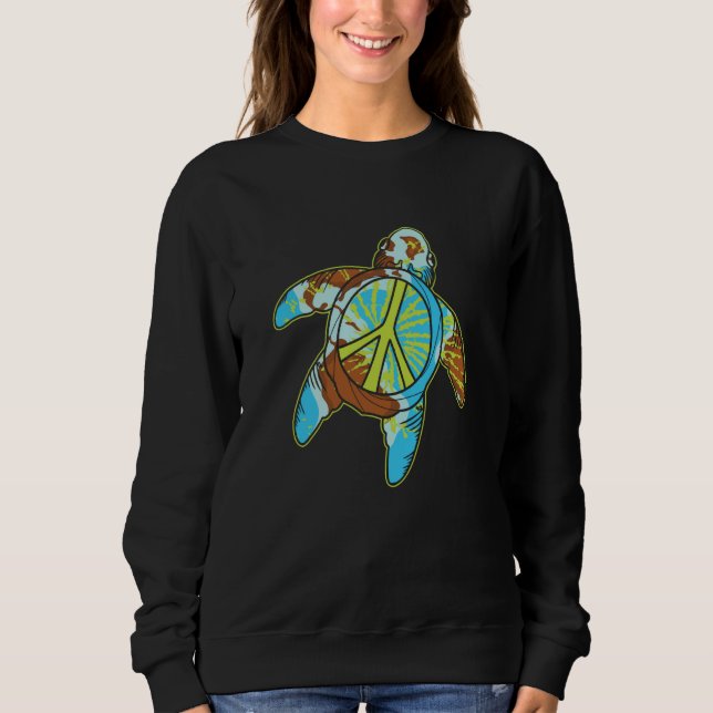 Sudadera Hippie Turtle Earth Day Save Planet Ocean Environm (Anverso)