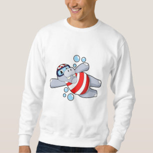 Sudadera Hippo como buceador con gafas de natación