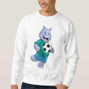 Sudadera Hippo como jugador de fútbol con fútbol