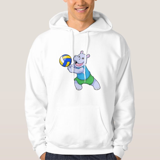 Sudadera Hippo como jugador de voleibol con voleibol (Anverso)