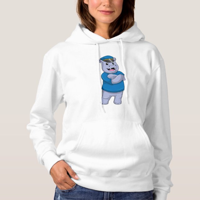 Sudadera Hippo como oficial de policía con gorra de policía (Anverso)
