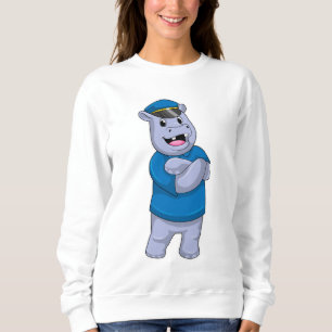 Sudadera Hippo como oficial de policía con gorra de policía