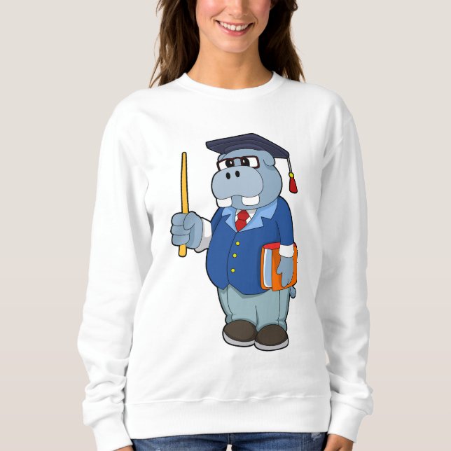 Sudadera Hippo como profesor con libro (Anverso)