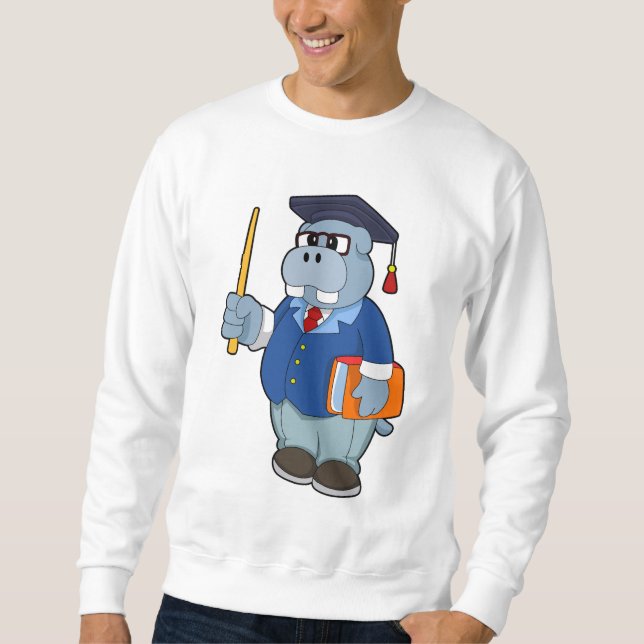 Sudadera Hippo como profesor con libro (Anverso)