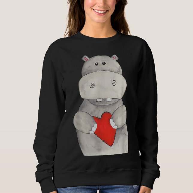 Sudadera Hippo cutáneo Hipopótamo Sujeto corazón | Love Hip (Anverso)