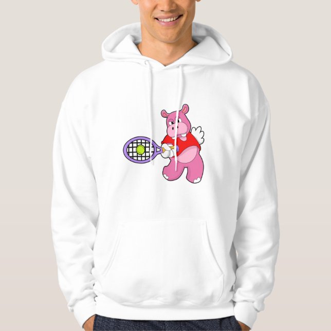 Sudadera Hippo en tenis con raqueta de tenis (Anverso)