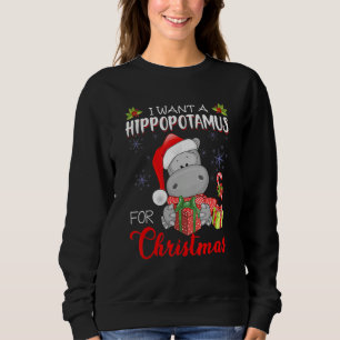 Sudadera Hippo Quiero Hipopótamo Para Mujeres Niños Navidad