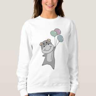 Sudadera Hippo vuela con globos, animales dulces para