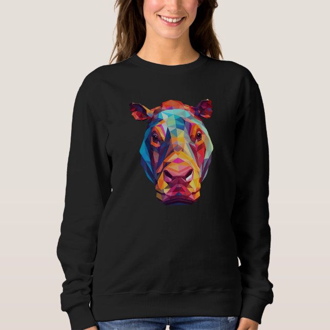 Sudadera Hippopotamus Cute Hippo Geometric Zoo Animal 1 (Anverso)