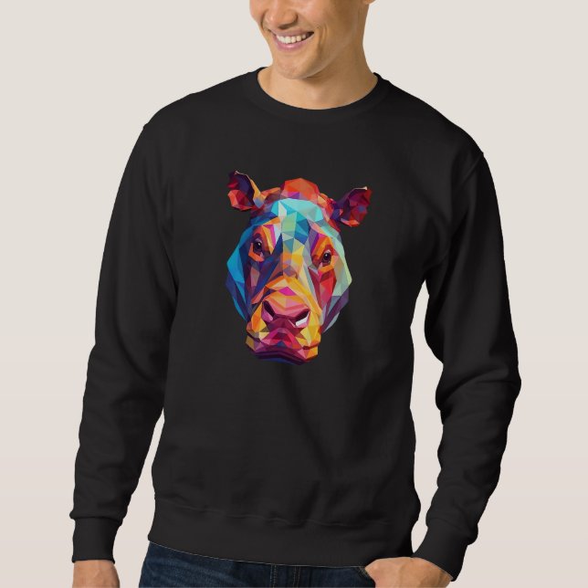 Sudadera Hippopotamus Cute Hippo Geometric Zoo Animal 1 (Anverso)