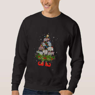 Sudadera Hippos Iluminación de árbol de navidad lindo Santa