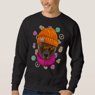 Sudadera Hipster Bear Geek Nerds Glasses Animal Love Peace