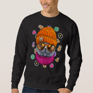 Sudadera Hipster Británico Shorthair Geek Nerds Glasses Lov