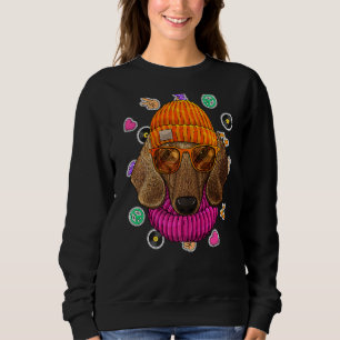 Sudadera Hipster Dachshund Geek Nerds Glasses Dog Love Peac