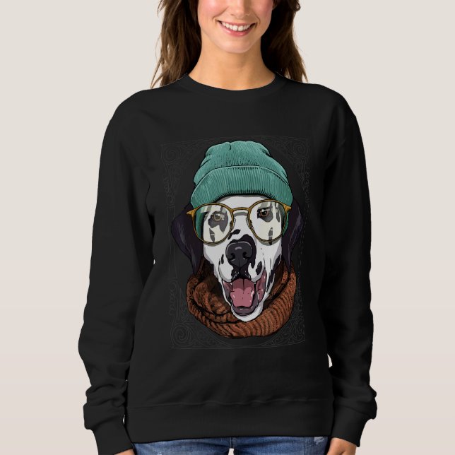 Sudadera Hipster Dalmatian Animal Wearing Sunglasses Pet Do (Anverso)