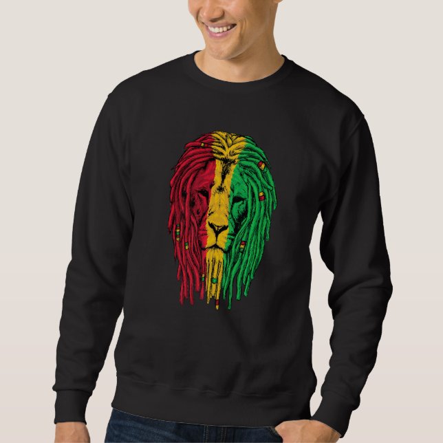Sudadera Hipster León Jamaica colorea la cuadrícula riza ti (Anverso)
