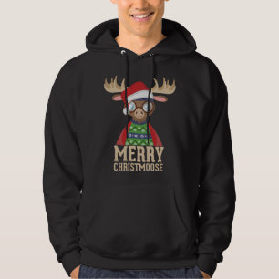 Sudadera Hipster Moose - Santa Hat - Merry Christmoose Chri