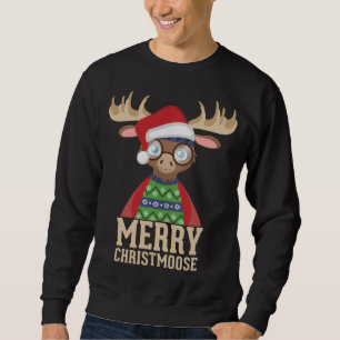 Sudadera Hipster Moose - Santa Hat - Merry Christmoose Chri