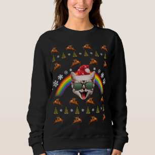 Sudadera Hipster Navidades de Santa Cat Tee Funny Xmas Kitt