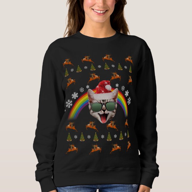 Sudadera Hipster Navidades de Santa Cat Tee Funny Xmas Kitt (Anverso)