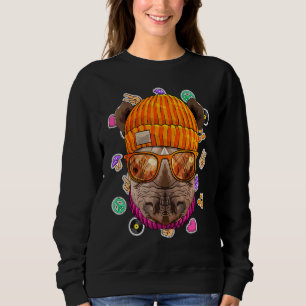 Sudadera Hipster Rhino Geek Nerds Glasses Animal Love Peace