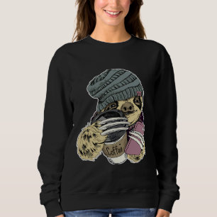 Sudadera Hipster Sloth con café Gorra Beanie