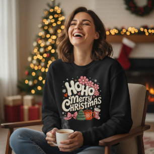Sudadera Ho Ho Feliz Navidad Árboles Festivo Coquette Femen