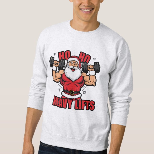 Sudadera Ho Ho Heavy Lifts – Buff Santa Christmas Workout (Anverso)