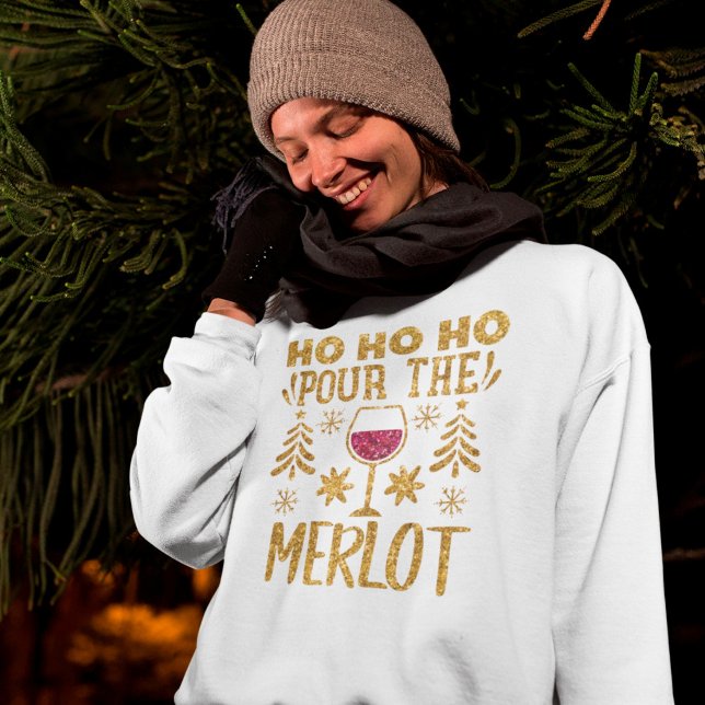 Sudadera Ho Ho Ho Ho Pour el feriado Purpurina Merlot Gold (Subido por el creador)