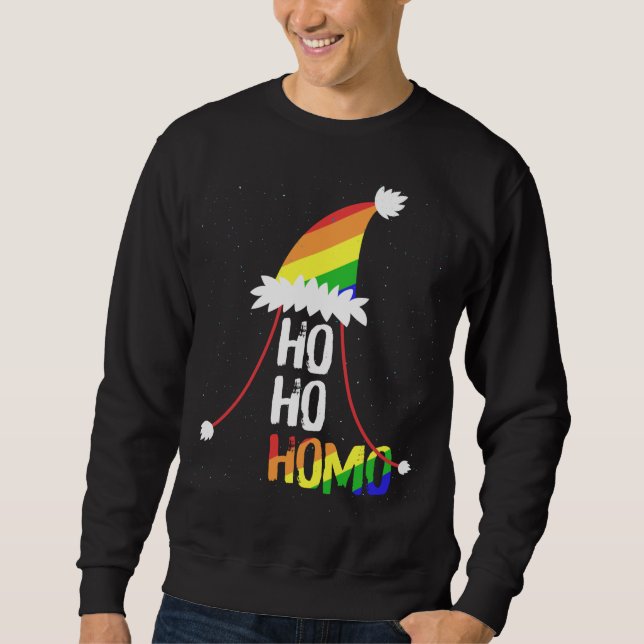 Sudadera Ho Ho Homo Chicas Santa Hat Navidades del Orgullo  (Anverso)