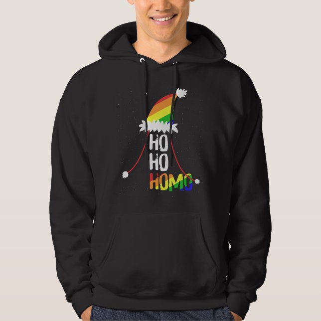 Sudadera Ho Ho Homo Chicas Santa Hat Navidades del Orgullo  (Anverso)