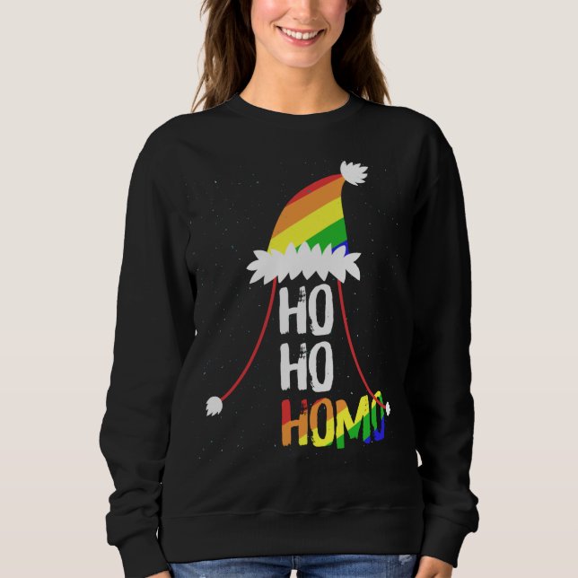 Sudadera Ho Ho Homo Chicas Santa Hat Navidades del Orgullo  (Anverso)