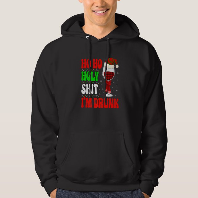 Sudadera Ho Ho  I'm Drunk Santa Wine Christmas Graphic (Anverso)