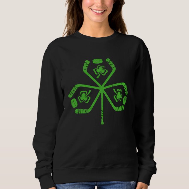 Sudadera Hockey  Retro Shamrock Irish C St Patricks Day (Anverso)