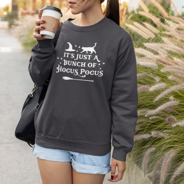 Sudadera Hocus Pocus Cita Halloween Gris oscuro de las muje (Subido por el creador)