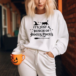 Sudadera Hocus Pocus Gato Negro Mujer Halloween Blanco