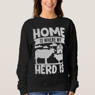 Sudadera Hogar Es Donde Está Mi Manada Es Divertido Vaquill