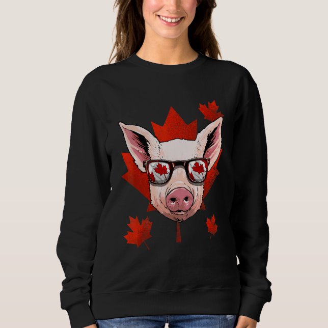 Sudadera Hoja de arce de cerdo canadiense Bandera de Canadá (Anverso)