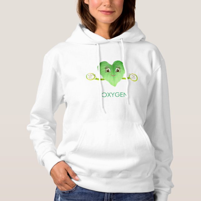 Sudadera Hoja verde feliz del corazón moderna (Anverso)