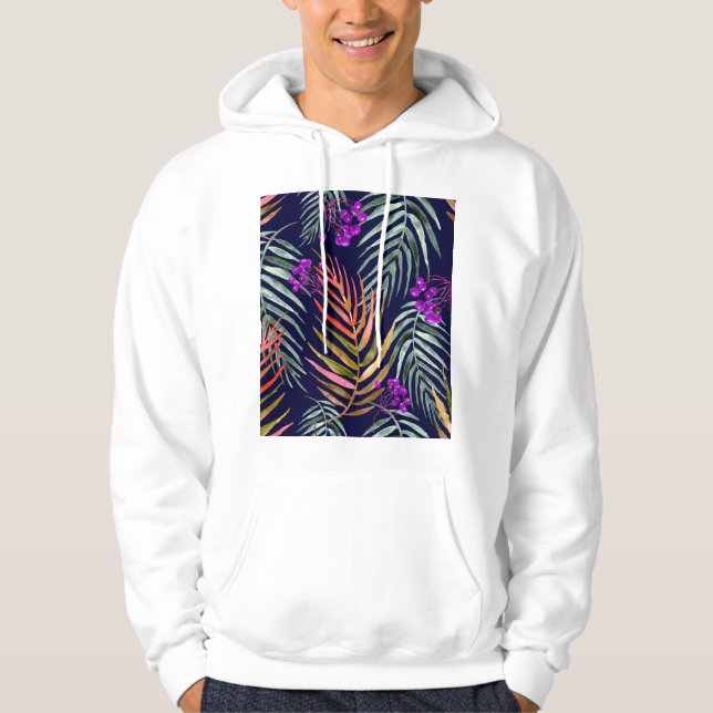 Sudadera Hojas de acuarela tropical, salpicaduras abstracta (Anverso)