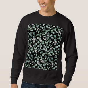 Sudadera Hojas de eucalipto: Patrón de flores blancas