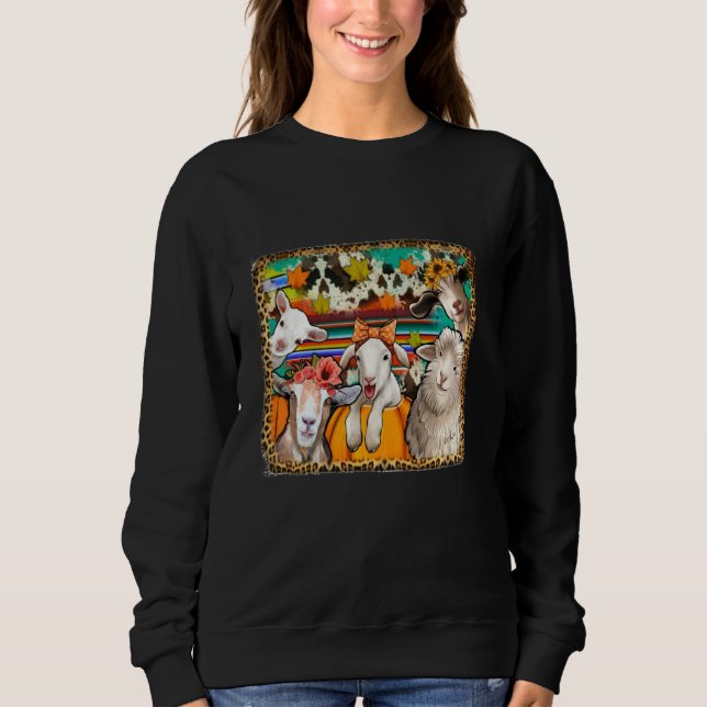 Sudadera Hojas de otoño, cabras de animales de granja (Anverso)