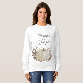 Sudadera Hojas marrones de calabaza blanca agradecidas y ag