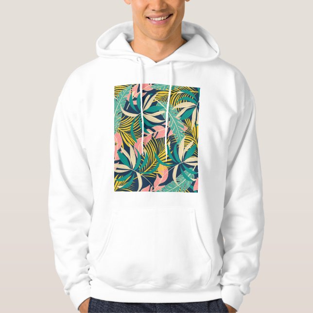 Sudadera Hojas tropicales coloridas: patrón de verano. (Anverso)
