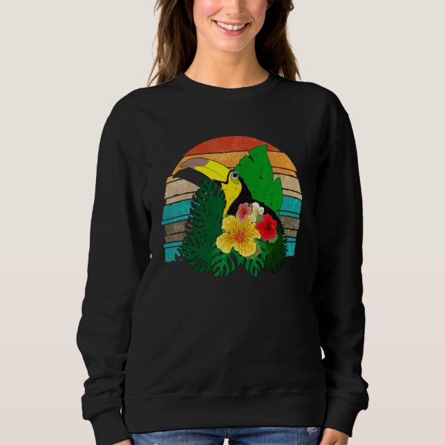Sudadera Hojas tropicales Flor de fauna de aves extrañas (Anverso)