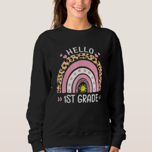 Sudadera Hola, 1° Grado Leopard Cute Rainbow para profesore
