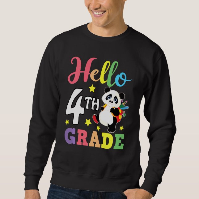 Sudadera Hola 4° Grado Cute Panda De Vuelta A Estudiante Es (Anverso)